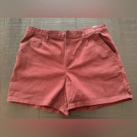 Lee Heritage Women's Bonfire Burgundy Red High Rise A-Line Shorts 16M - Picture 1 of 3